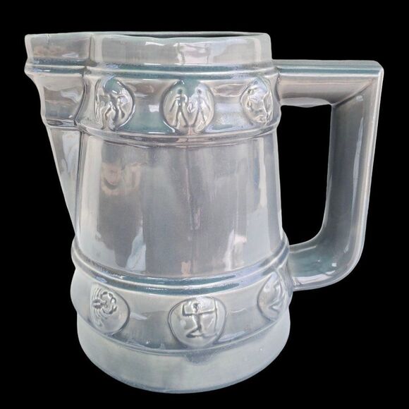 San Clemente Roday California Pottery 60s Vintage Bar Beer Pitcher Mugs Zodiac - Picture 7 of 16